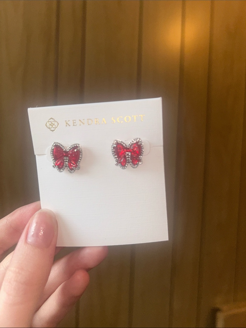 Kendra Scott Haley red and silver bow earrings